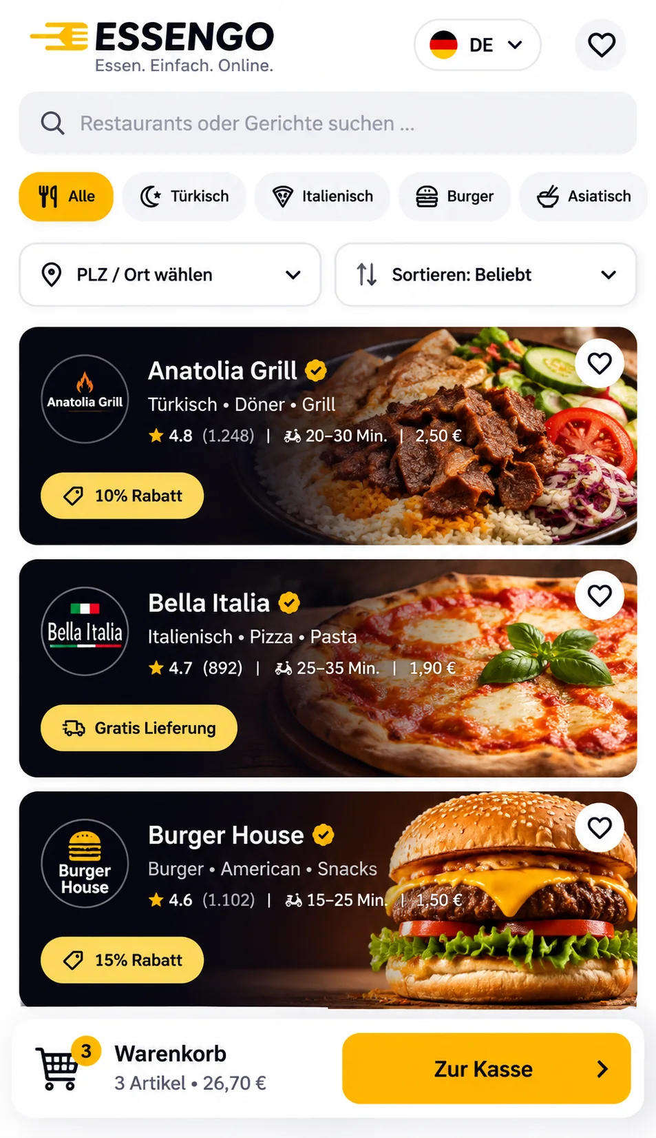 ESSENGO gerçek site görünümü